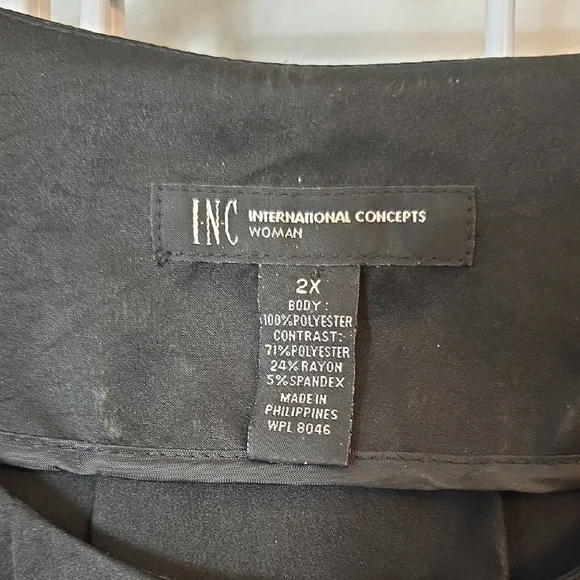 INC International Concepts Black Ruffle Zip Front Blouse Size 2X - Picture 2 of 11